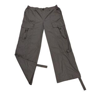 Happily Grey Womens Cargo Pants Gray Size 9 Cotton Adjustable Waist Utility NWT